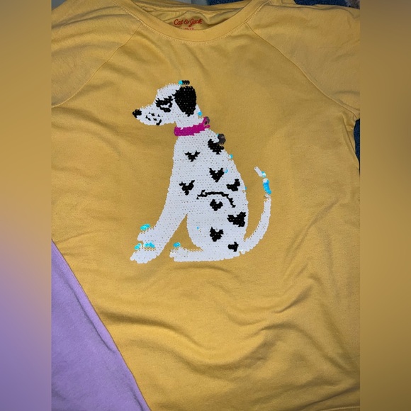 Cat & Jack sequin girls shirts Dalmatian dog and rainbow size 10/12 large. eUC - Picture 4 of 6